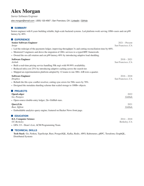 Meridian resume template
